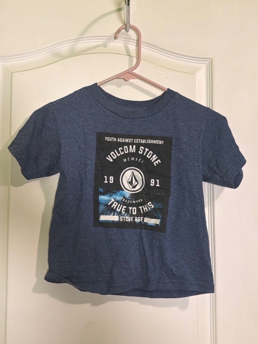 Volcom Boys Graphic Tee Youth Against Establishment Navy Heather M/8-10 Cotton B